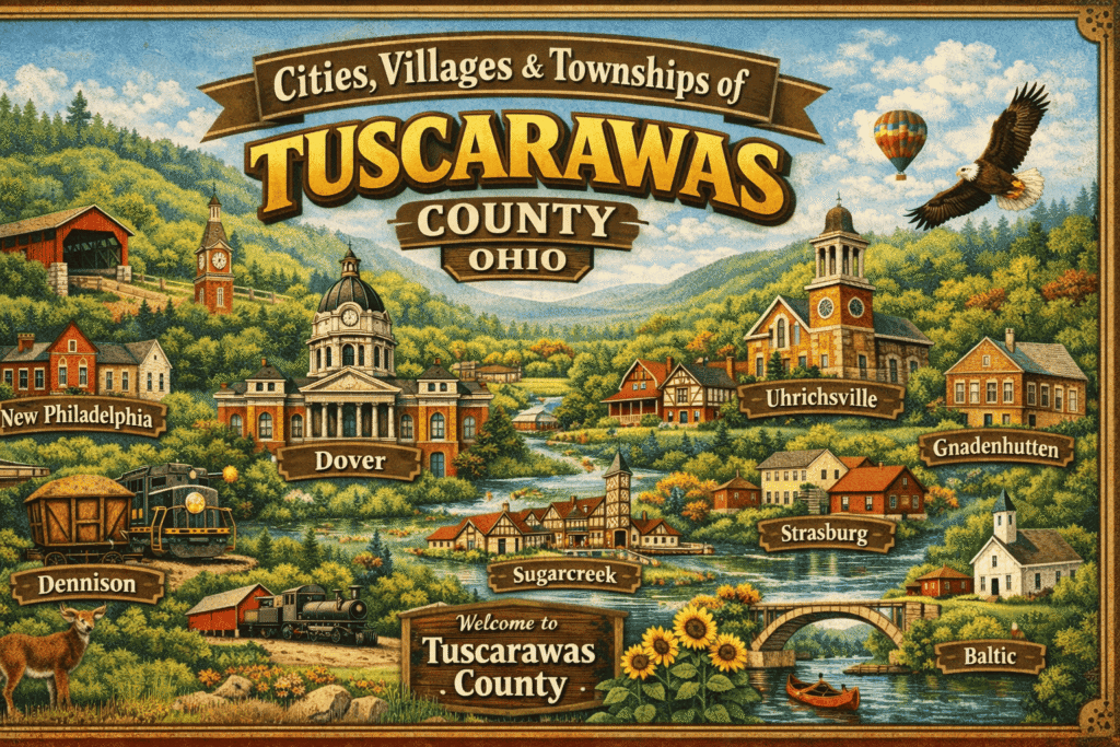 Cities,Villages,and Townships in Tuscarawas County, Ohio
